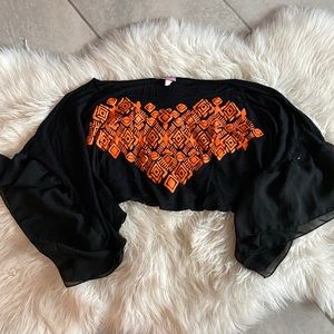 🦁 TRIBAL CAPE SLEEVE CROP TOP 🐯